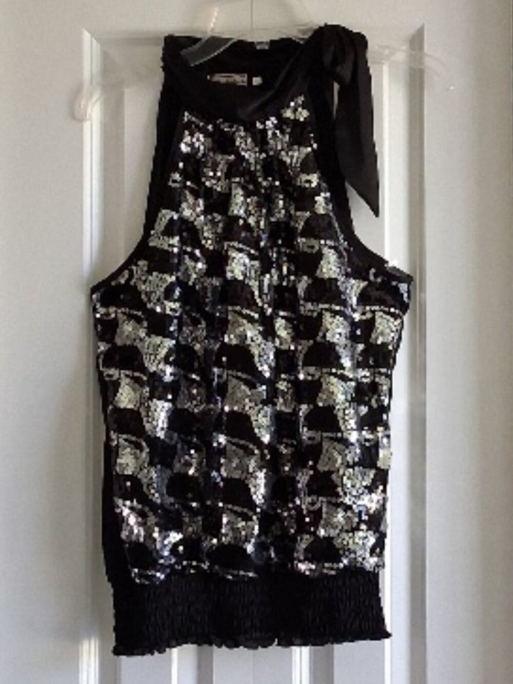 Soulmates Black Sequins Elegant Sleeveless Blouse Women's Size M
